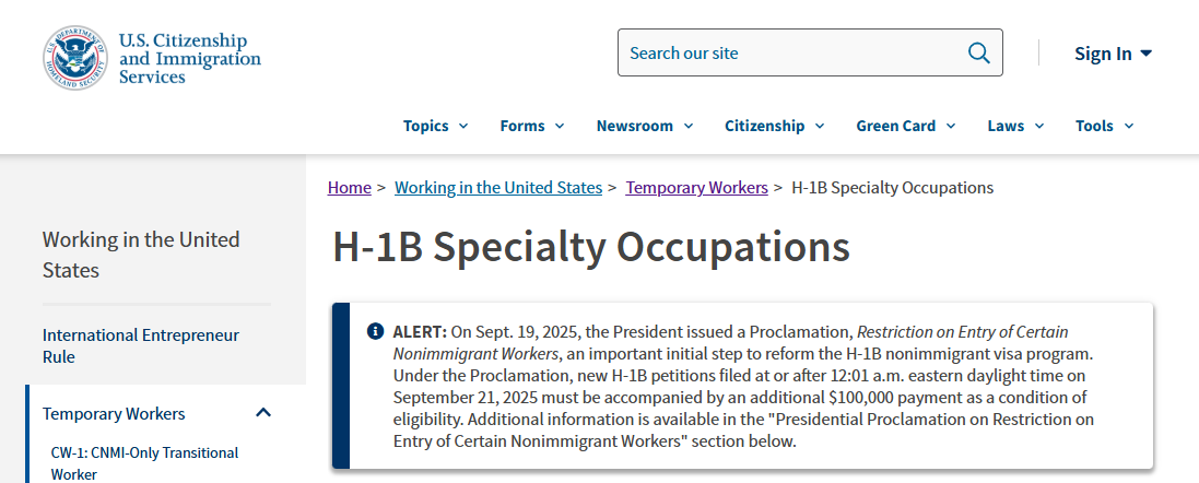 Latest! Implementation Details of $100,000 H-1B Visa Announced